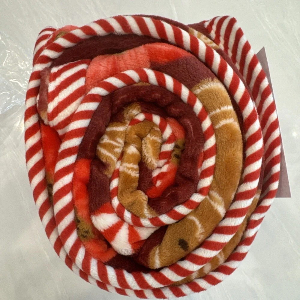 NEW Kringle‎ Express 60x80 Gingerbread Holiday Throw Blanket Printed Border